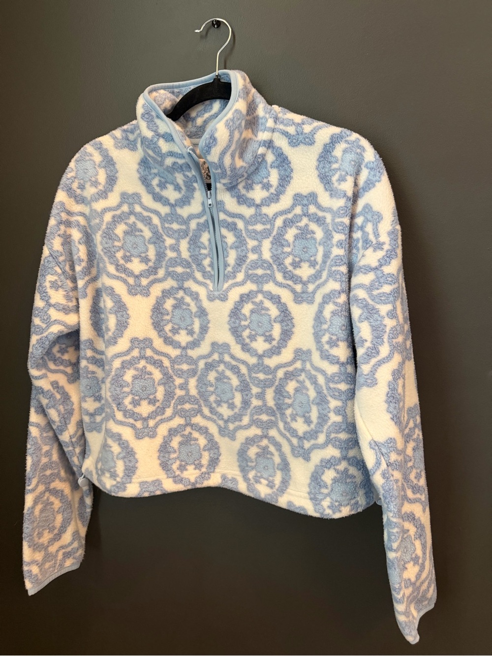 Altar'd State Light Blue and White Sherpa Zip Pullover | Large - Picture 2 of 7